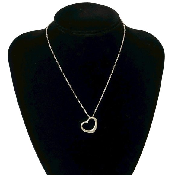 TIFFANY & Co. Tiffany Open Heart Motif Sterling Silver 925 Necklace Pendant A...
